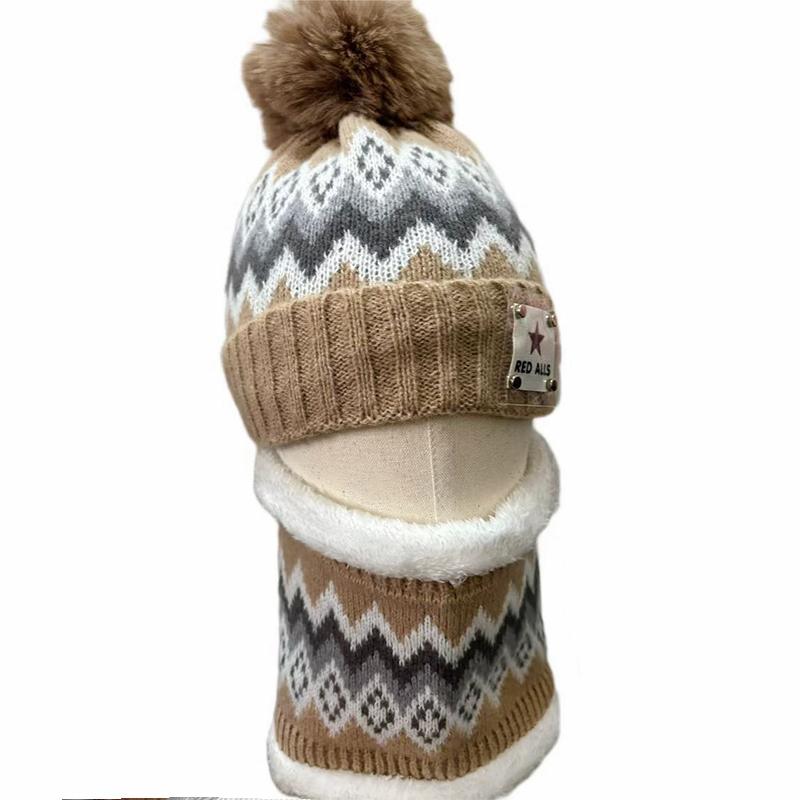 1Set Knitted Fabric Convenient Wearing Warm Gift Soft Flexible Scarf Outdoor Sports Hat Windproof Hat+Scarf