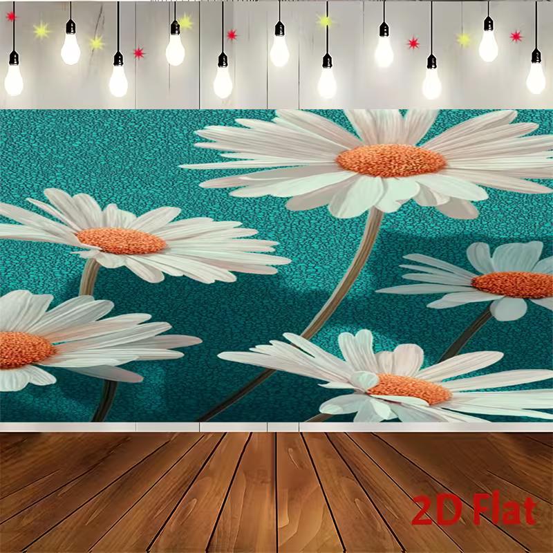 2D Flat Printing Party Backdrop Modern Minimalist Floral Wall Art Style