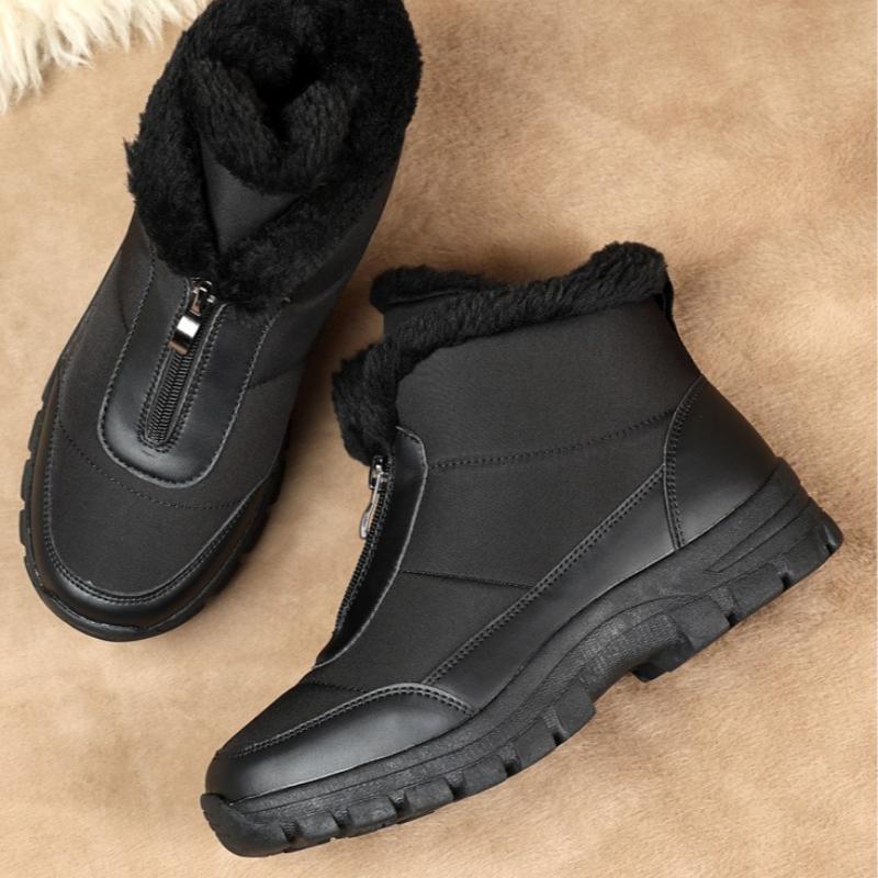 Waterproof Women Winter Ankle Boots Front Zipper Plush Snow Boots Non‑Slip Warm Outdoor Cold‑Proof Short Booties