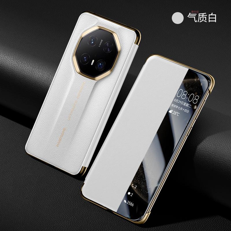 Applicable To Huawei Mate70pro Mobile Phone Case Smart Window Huawei All-inclusive Anti-drop M70 High-end Business Leather Case