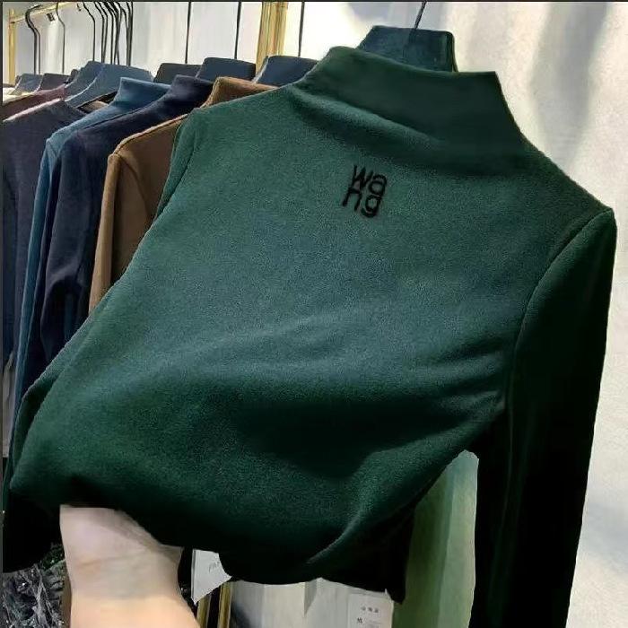 

Двусторонняя бархатная полуводолазка, термобелье, женская верхняя одежда на осень и зиму, нижняя одежда, студенческий топ, футболка с длинными рукавами для женщин L