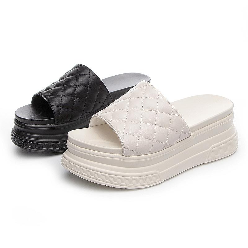 Sandals Women's 2025 Summer New Xiaoxiangfeng Thick-soled Slope Heel Sandals Women's Fashion and Simplicity Korean Version of Trendy Casual Shoes