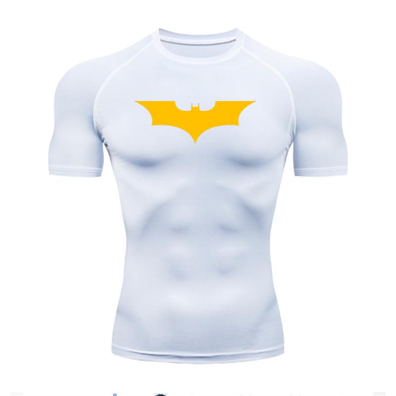 Men's Batman Compression Short Sleeve Sports T-Shirt for Running, Basketball, or Football - Quick Dry, Tight Fit, Round Neck.