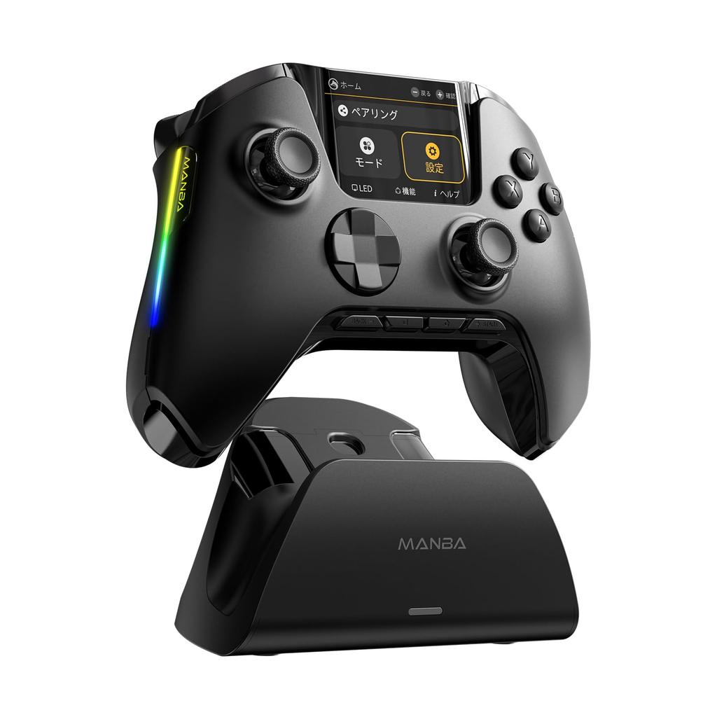 ManbaOne V2 PC Controller with LCD Switch 2 Hole Hole Rapid Fire Compatible with Switch and 1800mAh 4 Back Wired or Wireless Connection Multi-Function