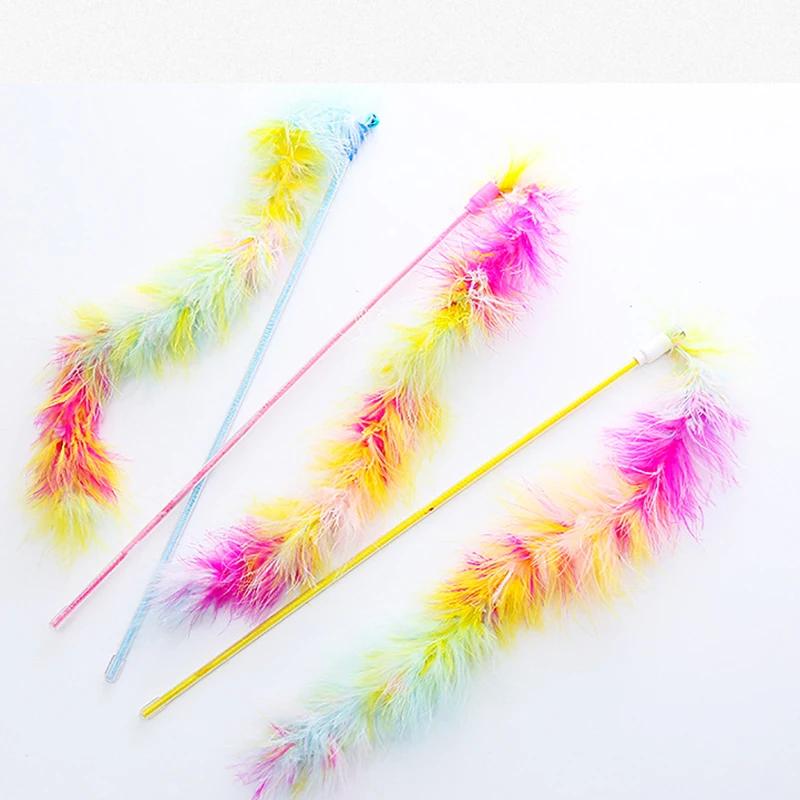 1/3pcs-Seven Colorful Feather Cat Toy Stick Fairy-like Pet Supplies Interactive Fun No battery required