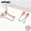 WOSTU 100% 925 Silver Safety Chain Rose Gold Charm Fit Original Bracelet Pendant Women Wedding Luxury Jewelry CQC1112-C