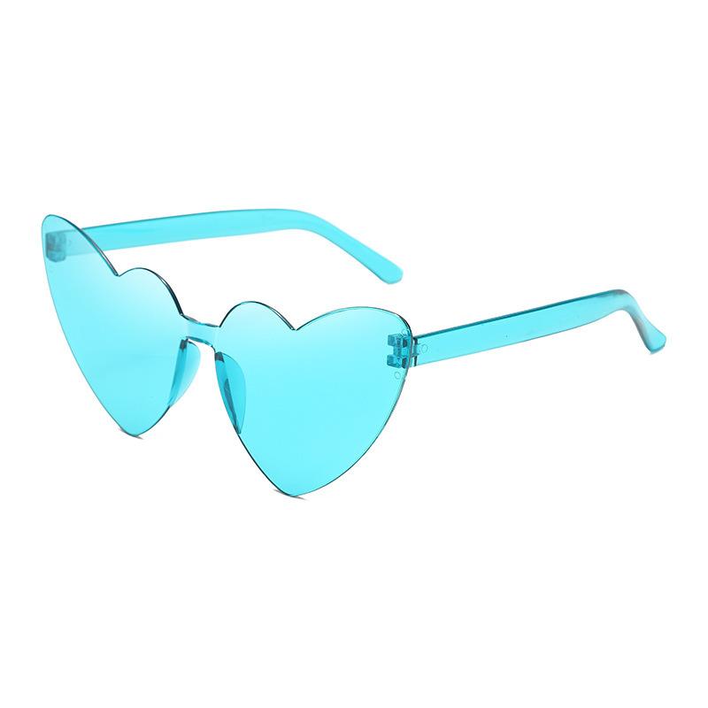 Amazon Thin Peach Heart Sunglasses Jelly Color Rimless Heart-Shaped One-Piece Glasses Candy Color Love Sunglasses