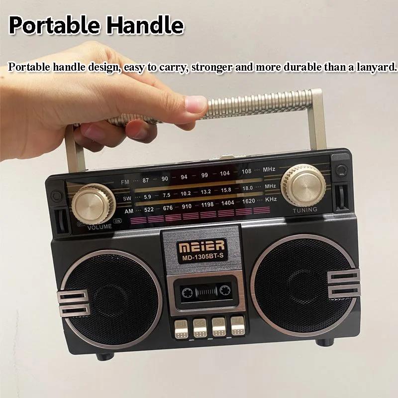 Retro Solární Rádio FM AM SW Přenosný Přijímač Bluetooth 5.3 Reproduktor MP3 Přehrávač Hudby Podpora USB TF Karta Nabíjení Typu C