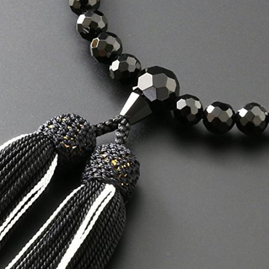 Kyoto Butsudan Hayashi Women's Prayer Beads, Pure Silk with Two-Tone Tassel and Black Onyx Cut Glass [Onyx] [Prayer Beads Bag Set] W-046, Kyoto,