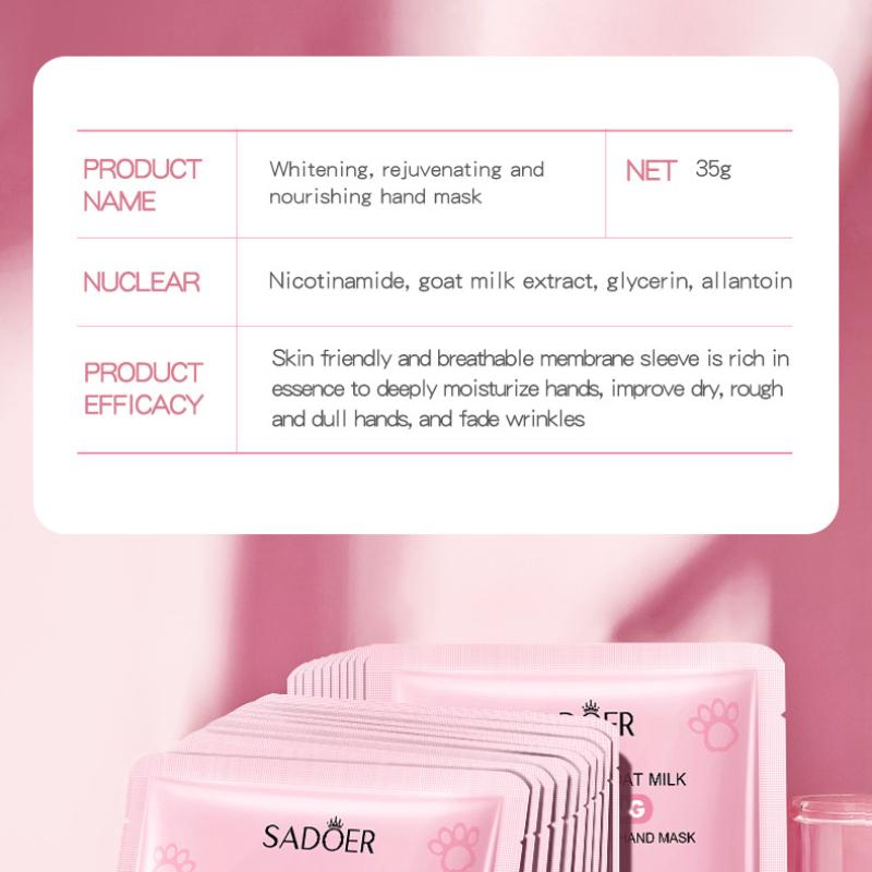 Kattklo Handmask SADOER Niacinamid Whitening Återfuktande Fuktgivande Återfuktande Handskar