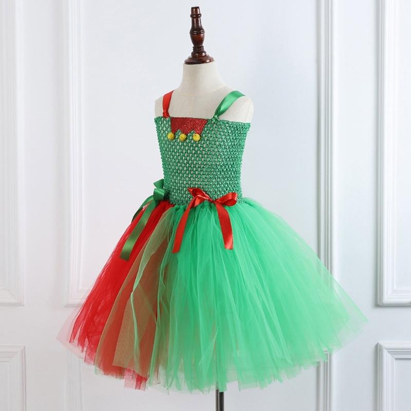 Kinder Weihnachten Elf Kostüm Zubehör für Mädchen 2-12 Weihnachten Geburtstag Fotografie Enthält Kleid und Weihnachtsmütze