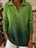 2025 Starry Sky Gradient Polo Neck Sweater Top