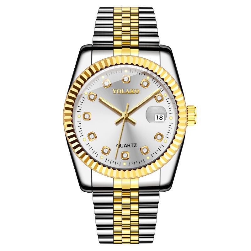 Popular fashion diamond-encrusted classic gold watch men's watch men's watch steel belt men's non-mechanical watch