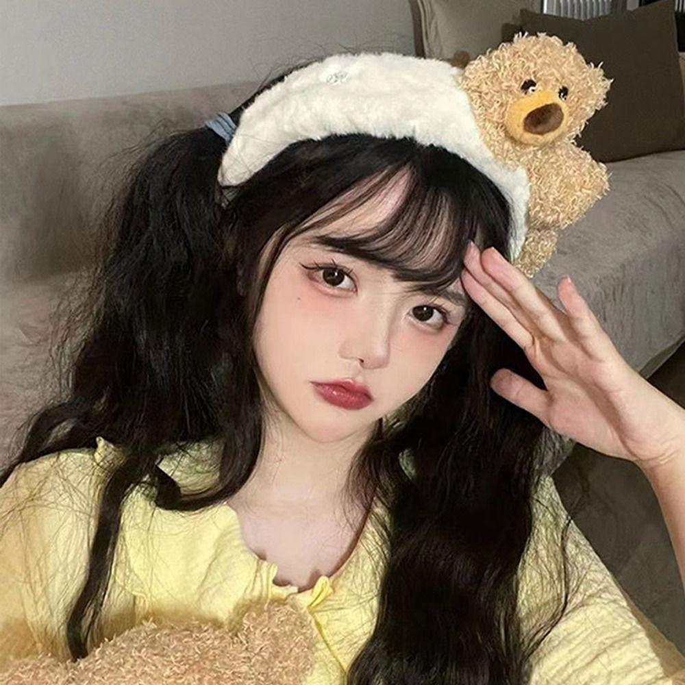 Makeup Headband Cartoon Plush Headband Women Hair Accessories Wash Face Hair Band Width Hair Hoop