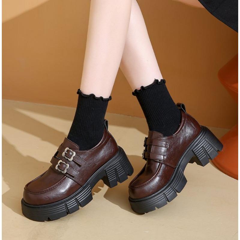 Fashion Women's High Heel Soft Leather Shoes Spring Thick Bottom Platform Mary Jane Shoes Retro Japanese Jk Uniform Lolita Shoes Women
