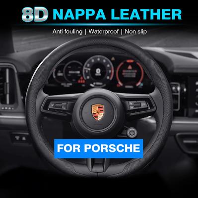 8D Nappa lederen Autostuurhoes Voor Porsche Cayenne Taycan Macan Panamera 718 911 Cayman Auto Accessoires