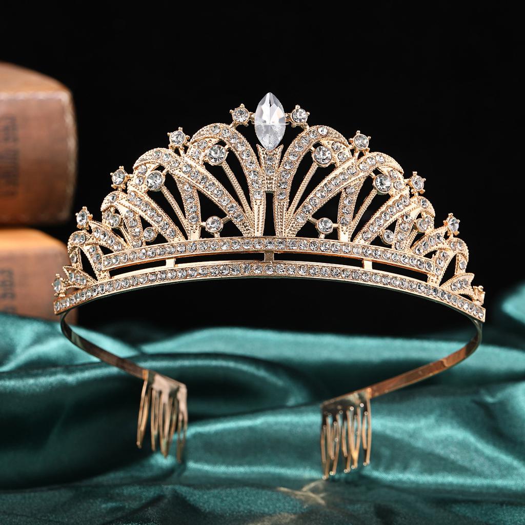 New Alloy Children's Crown Premium Princess Love Insert Comb Hair Accessories Bridal Pearl Birthday Crown