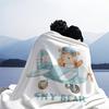 Cute Healing Sky Bear Print Fleece Throw Blanket for Adult Quality Super Soft Warm Universal Blanket for Travel Office Home