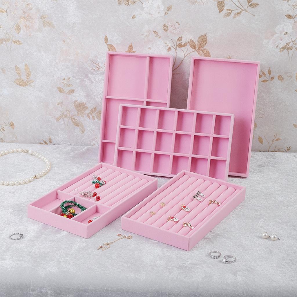 1PC, Flocking Jewelry Box Jewelry Tray, Color: Pink