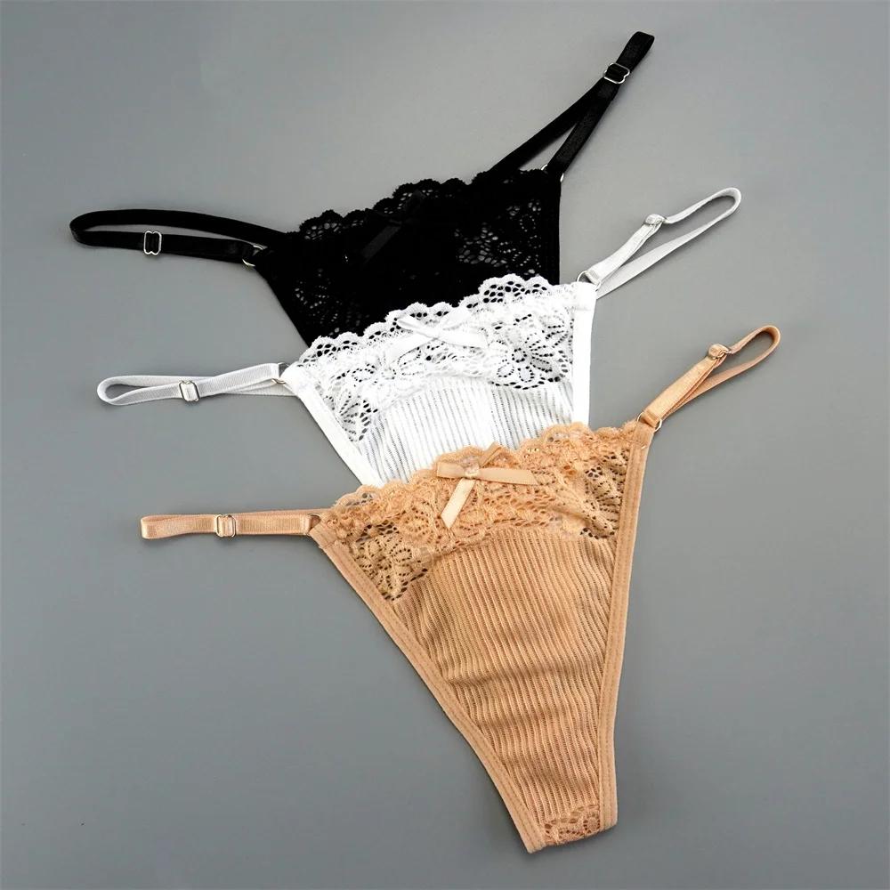 3Pcs/Pack Women Sexy Thong  Low Waist Sexy Underwear Hollow Out Lace Panties Lingerie Superior Comfortable G-String Fast Send