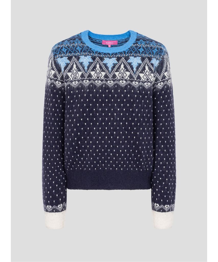 Binpolleidiseu [B. My] Fair Isle Round Neck Knit Navy (Bf5X51N02R)
