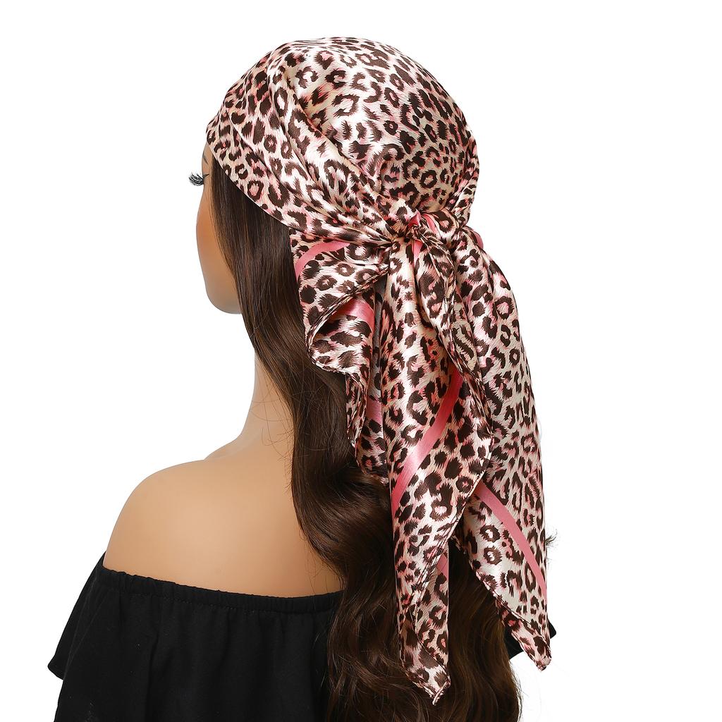 new 90*90cm Vintage Flowers Square Scarf Women Silk Shawl Neckerchief Female Print Headband Head Wraps Foulard Hijab Hair Bands