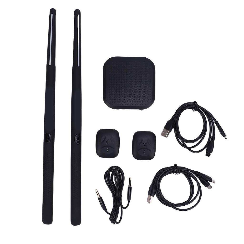 Air Drum Sticks Kit Multifunctional 3D Motion Sensor 8 Sounds RGB Portable Electronic Drum Set with Foot Pedal