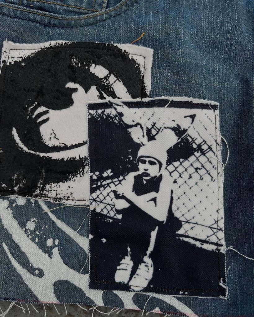 2026 Punk Streetwear Star Print Denim Collage Skirt