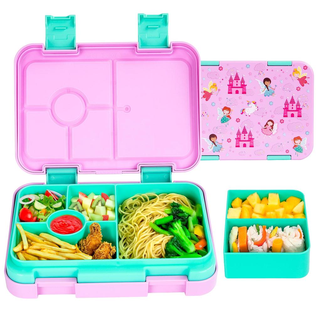 Kinder Cartoon Bento Box mit Doppelschnalle - Tragbar, Mikrowellengeeignet, Große Lunchbox für Schüler