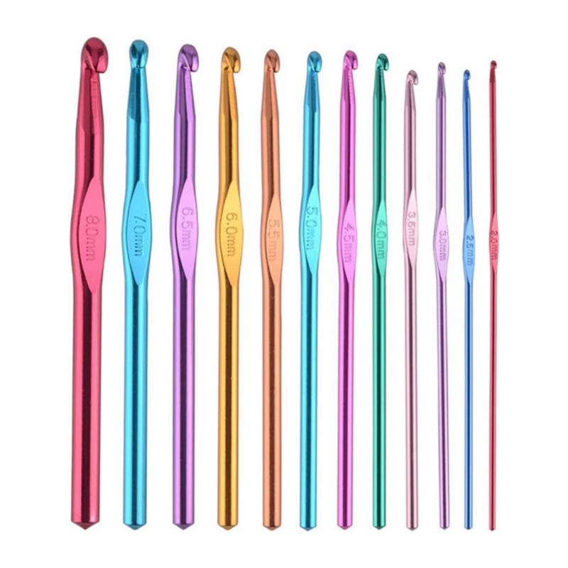 12/14Pcs Crochet Hooks Set Aluminium Needles for Knitting DIY Crochet Hook Woolen Crochet Hook for Blanket Art Craft Sewing Tool