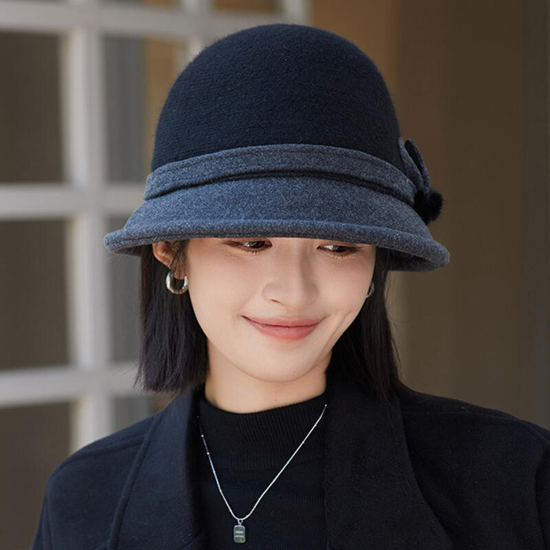 Angeli Vlněný Klobouk Cloche Kbelíkový Klobouk Elegantní Luxusní Dámský Klobouk