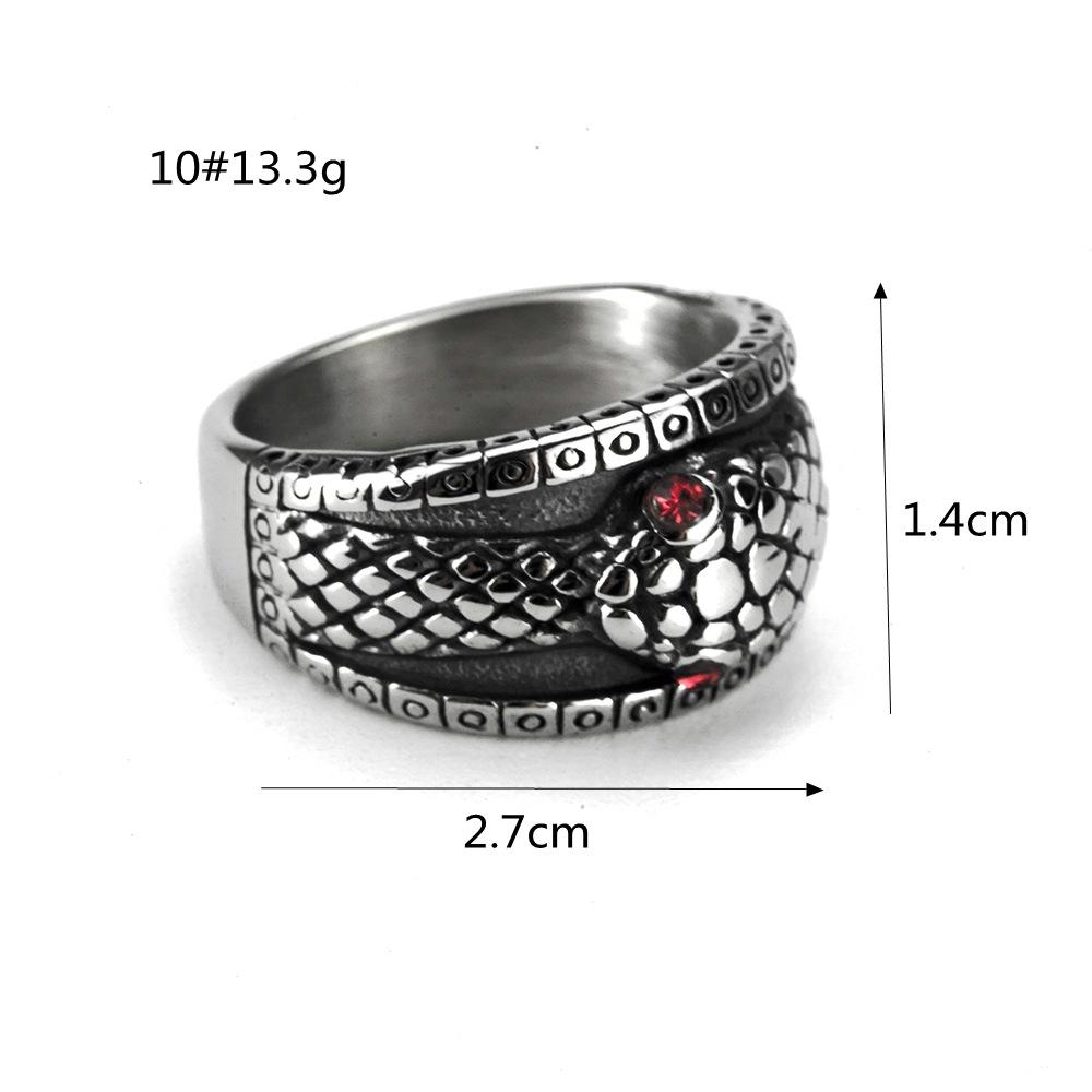 Retro Stainless Steel Men's and Women's Suitable Ring Solid Diamond Snake Ring