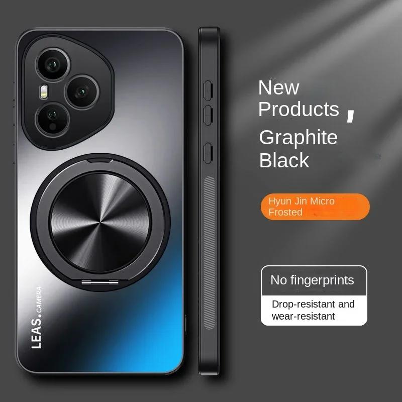 AG Matte Magnetic Case for Honor 400 Pro 360° Rotating Ring Holder Wireless Charging Hard Cover for Honor 400 400Pro