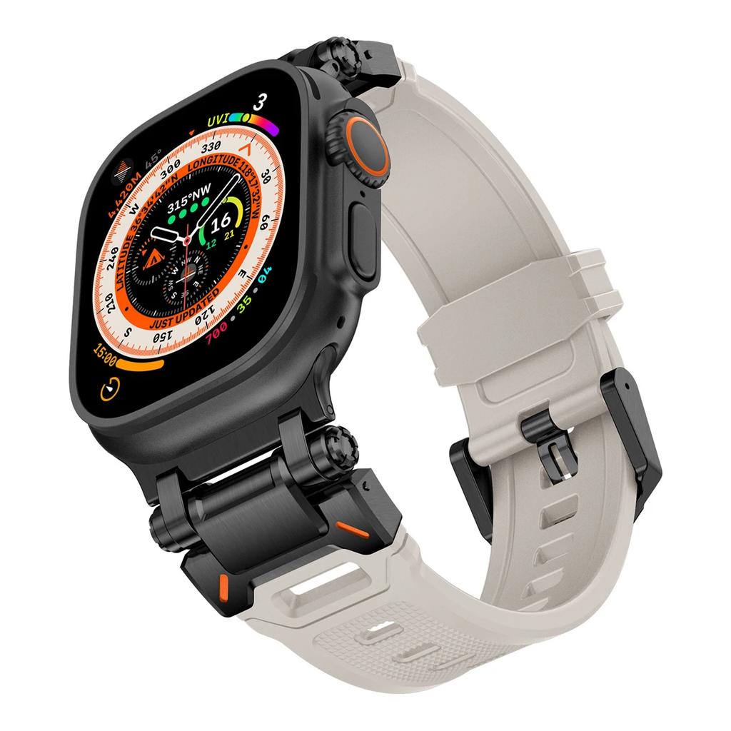 Soft Strap for Apple Watch Ultra 2 Band 49mm 45mm 44mm 42mm Metal Stainless Steel Connector TPU Bracelet Iwatch 9 8 7 6 SE 5 4