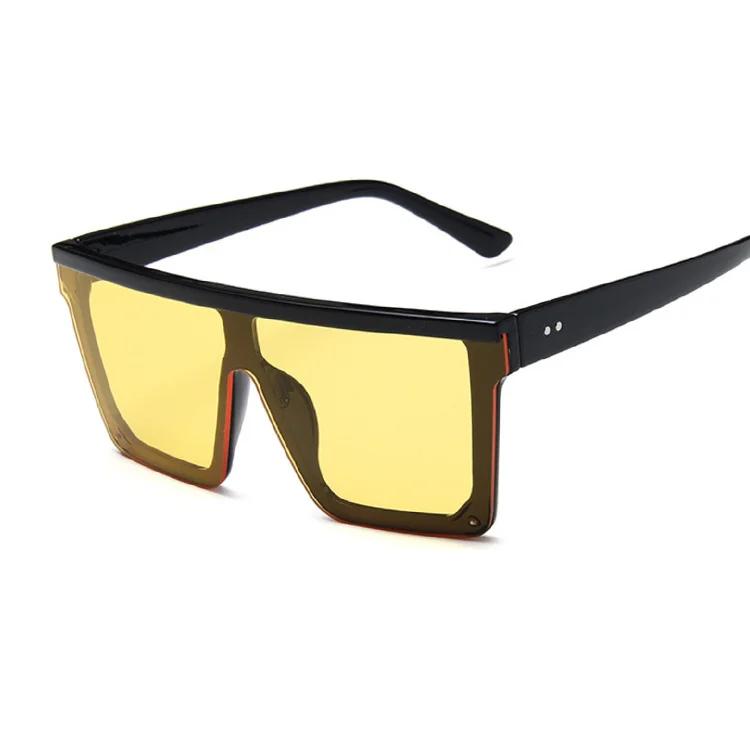 Fyrkantiga Solglasögon Dam Lyxig Vintage Märke Designer Solglasögon Kvinna Stor Ram Spegel Svart Silver Platt Topp Oculos De Sol