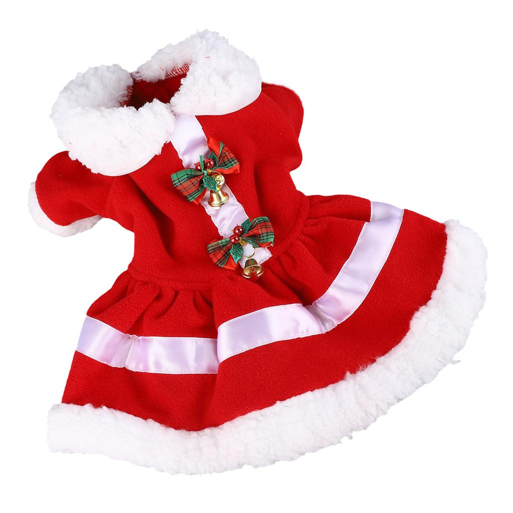 Dog Christmas Dress Doll Collar Thickening Comfortable Warm Cute Puppy Holiday Dress Costume with