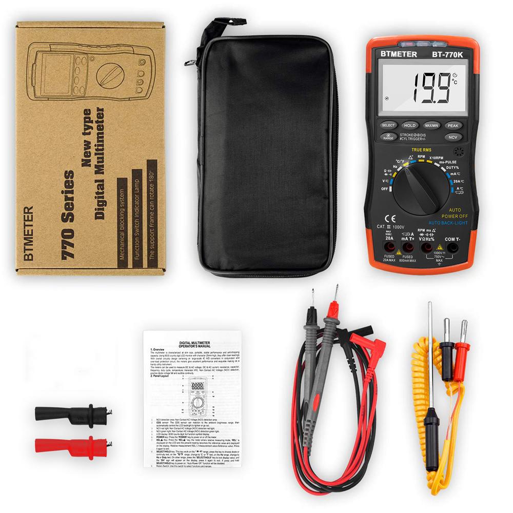 Professional Auto Range Digital Multimeter 770K 12 Function Car Diagnostic Tester TRMS NCV RPM Duty Cycle Temp Voltmeter Elec