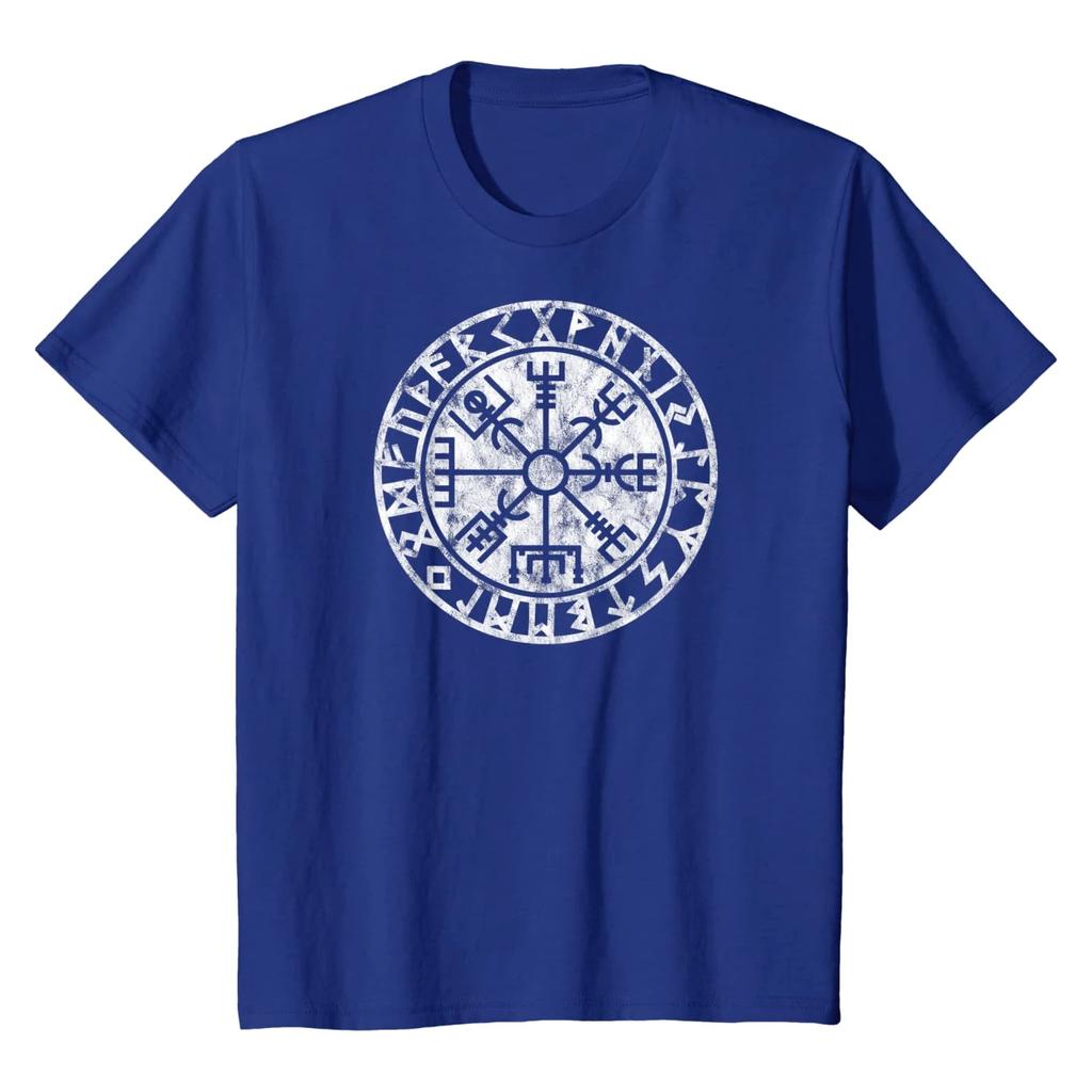 Bussola Vegvisir Futhark Rune Nordiche Talismano Maglietta 100% Cotone Girocollo Estate Manica Corta Casual Maglietta da Uomo Taglia S3XL