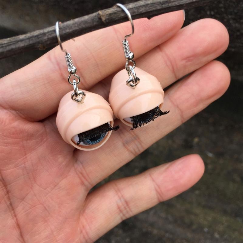 Unique Gothic Doll Eye Stud Earrings Punk Rock Accessories Lightweight Sturdy Acrylic Design Edgy Hip Hop Ear Studs