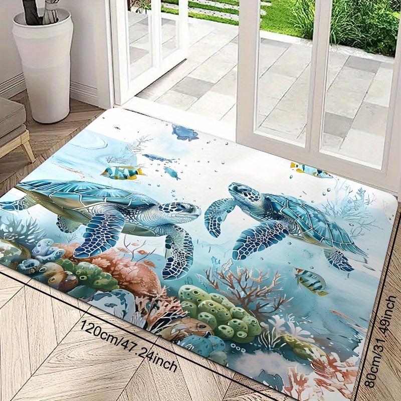 1PC HD Sea Turtle Pattern Door Mats Kitchen Rugs Non-SlipPop Design Bedroom Rugs Bath Mat Carpet for Home Sink Laundry Decor