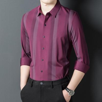 New Men's Long-Sleeved Shirt High-Grade Top Men's Autumn Vertical Stripe Shirt