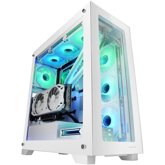 Boîtier Gaming - MC-XP - Blanc - Double Verre Trempé - Capacité XXL - Refroidissement Avancé