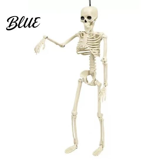 Compact Halloween Figurines for Tables Realistic Skeleton Figure, 40cm Posable Joints Hanging Skull Decoration, Weather Resistant Ornaments