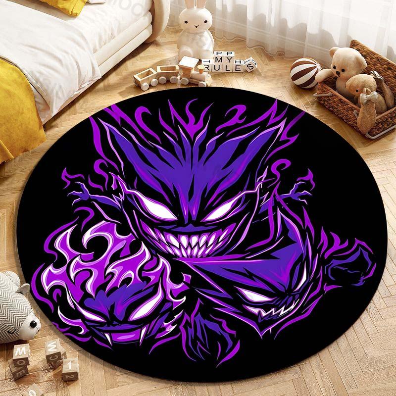5 Sizes Pokemon Gengar Printing Round Carpet Living Room Bedroom Table and Chair Sofa Decorative Carpet and Rug Play Mat Gift