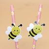 100Pcs Sweet Bee Theme Disposable Paper Straws Bar Drinking Straw Tableware for Kids Birthday Baby Shower Party Decorations