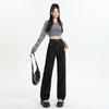 Women's High Rise Straight Leg Jeans Loose Fit Thick Fleece Lined Wide Leg Denim Pants Elegant Commuter Winter Trousers