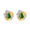 Natural Guatemala jadeite mountain sea pick up precious yang green earrings women's s925 sterling silver stud earrings women's 18K real gold plating