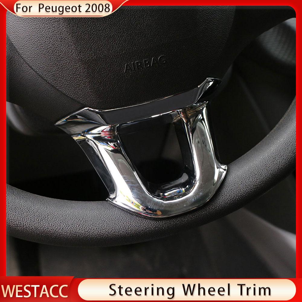 3PCs ABS Chrome Car Steering Wheel Cover Trim Decoration Sticker for Peugeot 2008 208 308 2015 2016 2017 2018