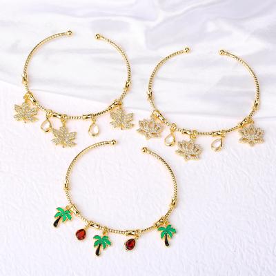 Hot-Selling Shiny Zircon Gold-Plated Tree Pendant Bracelet Ladies Candy Bracelet for Women Daily Wear Jewelry Birthday Gift