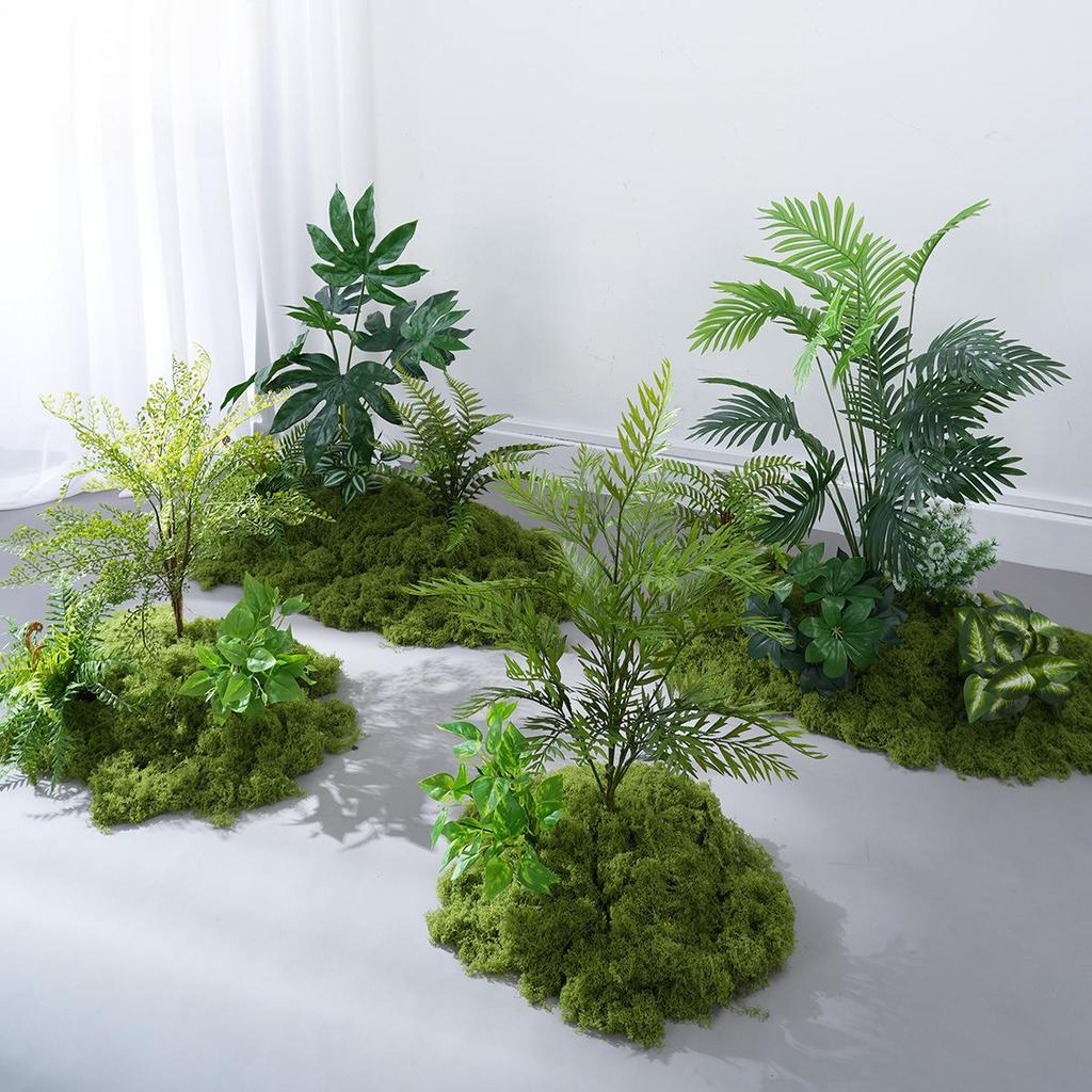 Luxury Faux Green Plant and Flower Decor - Indoor Moss and Grass Clusters for Elegant Landscaping.